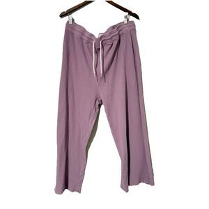 Mate the label Women’s Purple Organic cotton Wide leg Crop Waffle knit pants 2x